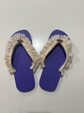 Purple Fringe Strap Flip Flops